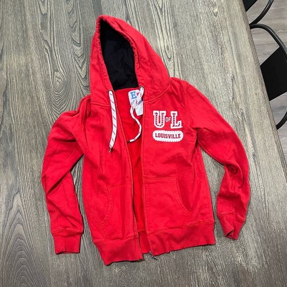 E5 College Classics Hoodie U Of L Louisville Cardinals Bling Red Size Small - Picture 1 of 7
